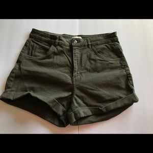 Olive green high waisted shorts